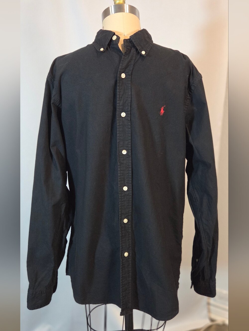 Polo by Ralph Lauren Black Button-Down Shirt with Red Pony Size M